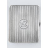 A GEORGE V SILVER CIGARETTE CASE, ENGINE TURNED, 88MM, BY TURNER AND SIMPSON, BIRMINGHAM 1930,