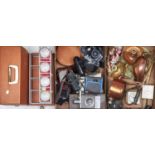 MISCELLANEOUS CAMERAS, CLOCKS AND COPPER WARE, BYGONES, ETC