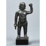 A CHINESE BRONZE STATUETTE OF BUDDHIA, 19TH C OR EARLIER, DARK PATINA, 15CM H Minor knocks and