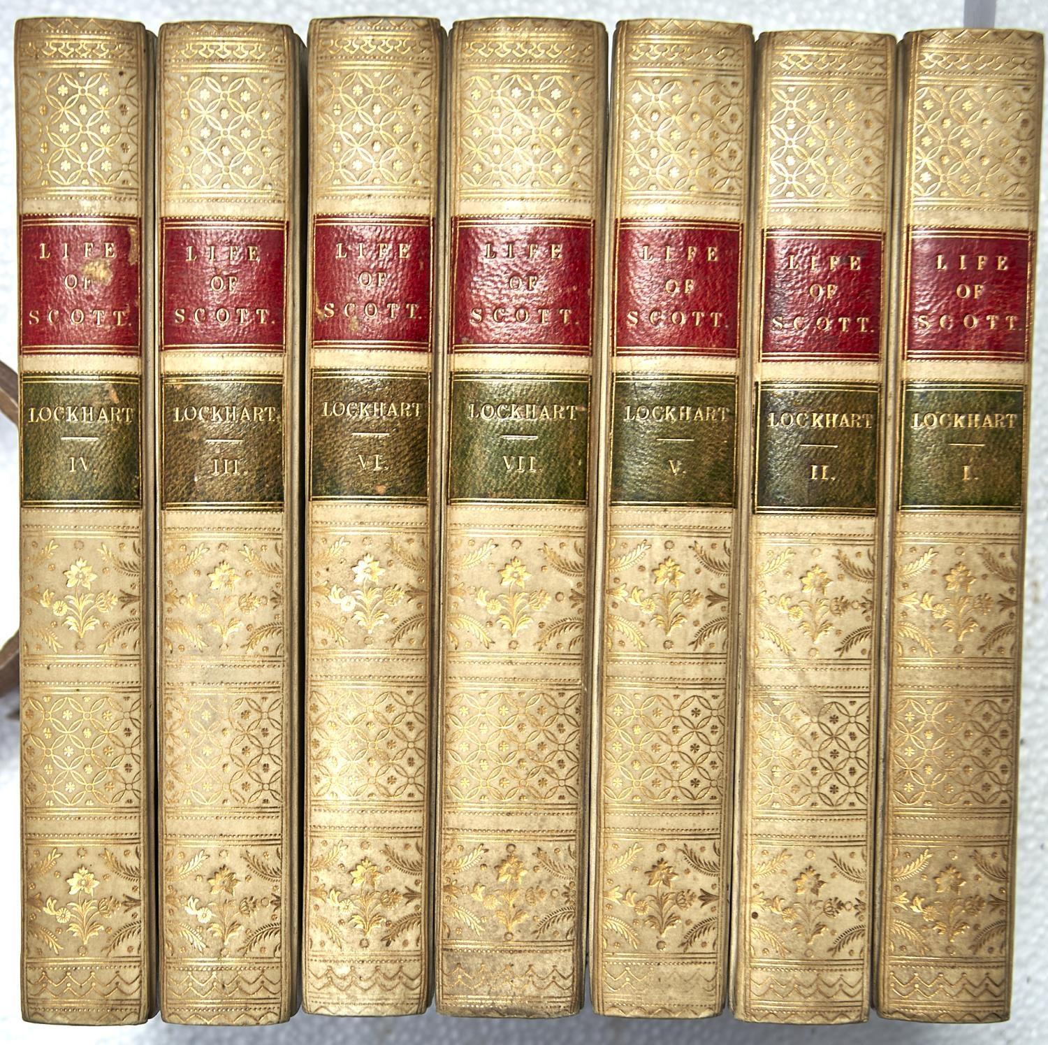 BINDINGS. LOCKHART (J G) - MEMOIRS OF THE LIFE OF SIR WALTER SCOTT, BART, 8VO, 7 VOLS, HALF