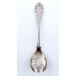 GEORG JENSEN. A SILVER SERVING FORK, LILY OF THE VALLEY PATTERN, DESIGNED 1913,  MAKER'S MARK,