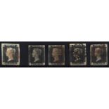 GREAT BRITAIN1840 1d blacks plates 1a BK wide margins, thin at lower right, 8 CL, 9 GF, 8 HL