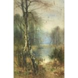 THOMAS TAYLER-IRELAND (1874-1931) - THE BIRCH POOL, SIGNED, WATERCOLOUR, 52 X 34CM Foxing as evident