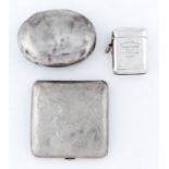 AN EDWARDIAN SILVER VESTA CASE OF HEAVY GAUGE,  ENGRAVED ACADEMY GAMES HALF MILE FIRST PRIZE WON