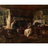 HENRY SYKES, RBA (1855-1921) - A COTTAGE FIRESIDE, SIGNED AND DATED 1880, OIL ON CANVAS, 54.5 X 67CM