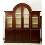 A VICTORIAN MAHOGANY BREAKARCHED LIBRARY BOOKCASE, C1880, THE UPPER PART  ENCLOSED BY FOUR GLAZED