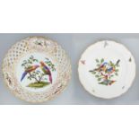 A MEISSEN  PLATE, PAINTED TO THE CENTRE WITH BIRDS ON BRANCHES, THE BORDER WITH INSECTS AND