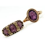 TWO AMETHYST RINGS,  IN 9CT GOLD, 7G SIZES,  M½ AND Q. Light wear including the facets of the