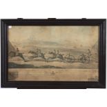 JOHN BODGER (FL. LATE 18TH C) - CARRIAGE MATCH [ON NEWMARKET HEATH], AQUATINT, MOUNTED TO WITHIN