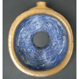 A BRITISH BLUE PRINTED EARTHENWARE CLOSET OR LAVATORY PAN, MID 19TH C, WITH ROMANTIC CITIES