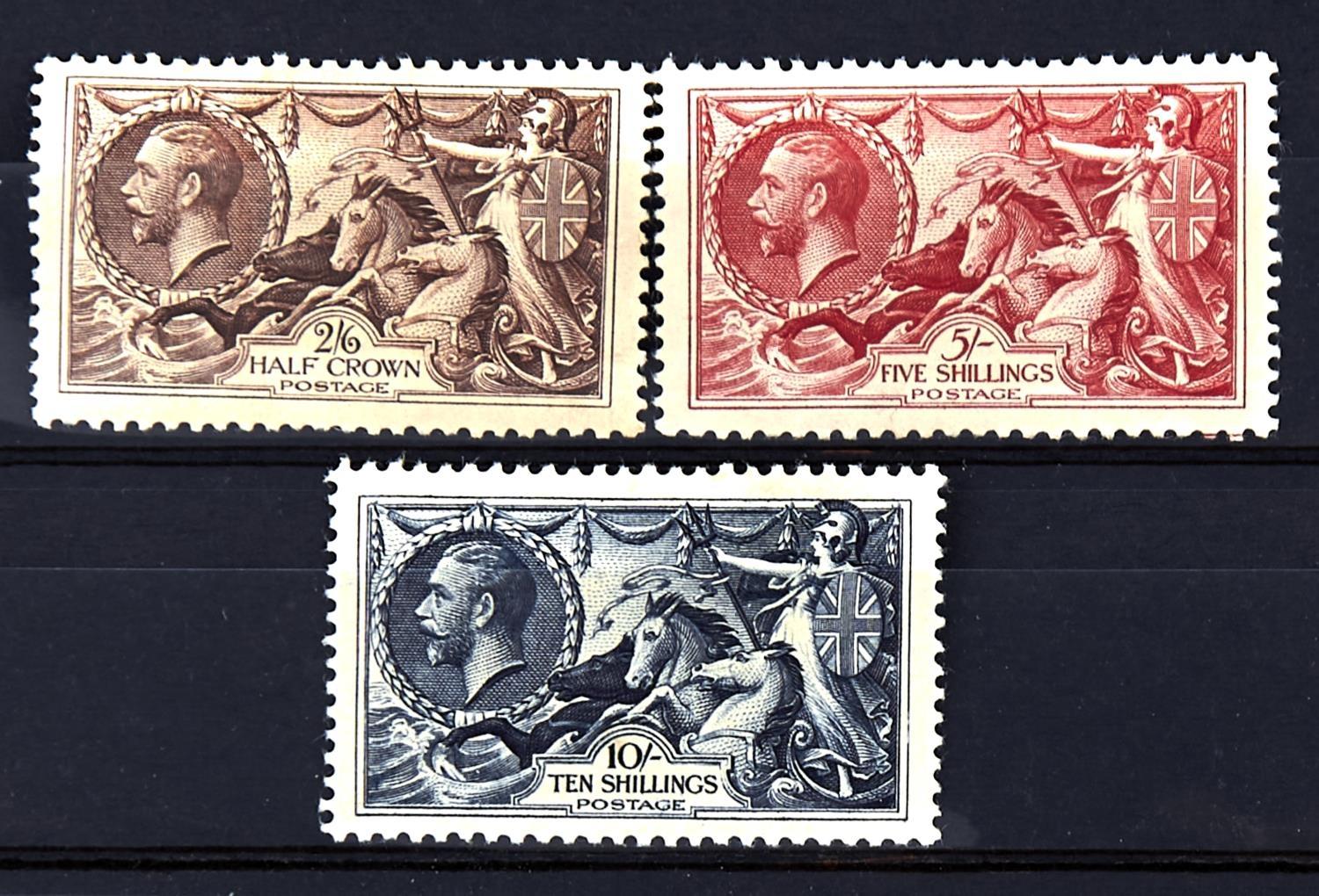 GREAT BRITAIN 1934 re-engraved 2/6d to 10/- Fine lightly mounted mint. SG 450 to 452 £575 (3)