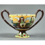A WILEMAN AND CO FOLEY INTARSIO COUPE, C1900, DECORATED WITH PIPE SMOKERS, 15CM H, PRINTED MARK Good