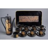 A PORTMEIRION PHOENIX PATTERN COFFEE SERVICE DESIGNED BY JOHN CUFFLEY, COMPRISING COFFEE POT,