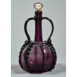 A VENETIAN REVIVAL AMETHYST GLASS SHAFT-AND-GLOBE SPIRIT BOTTLE, ZIRATFLASKE, LATE 18TH C, WITH