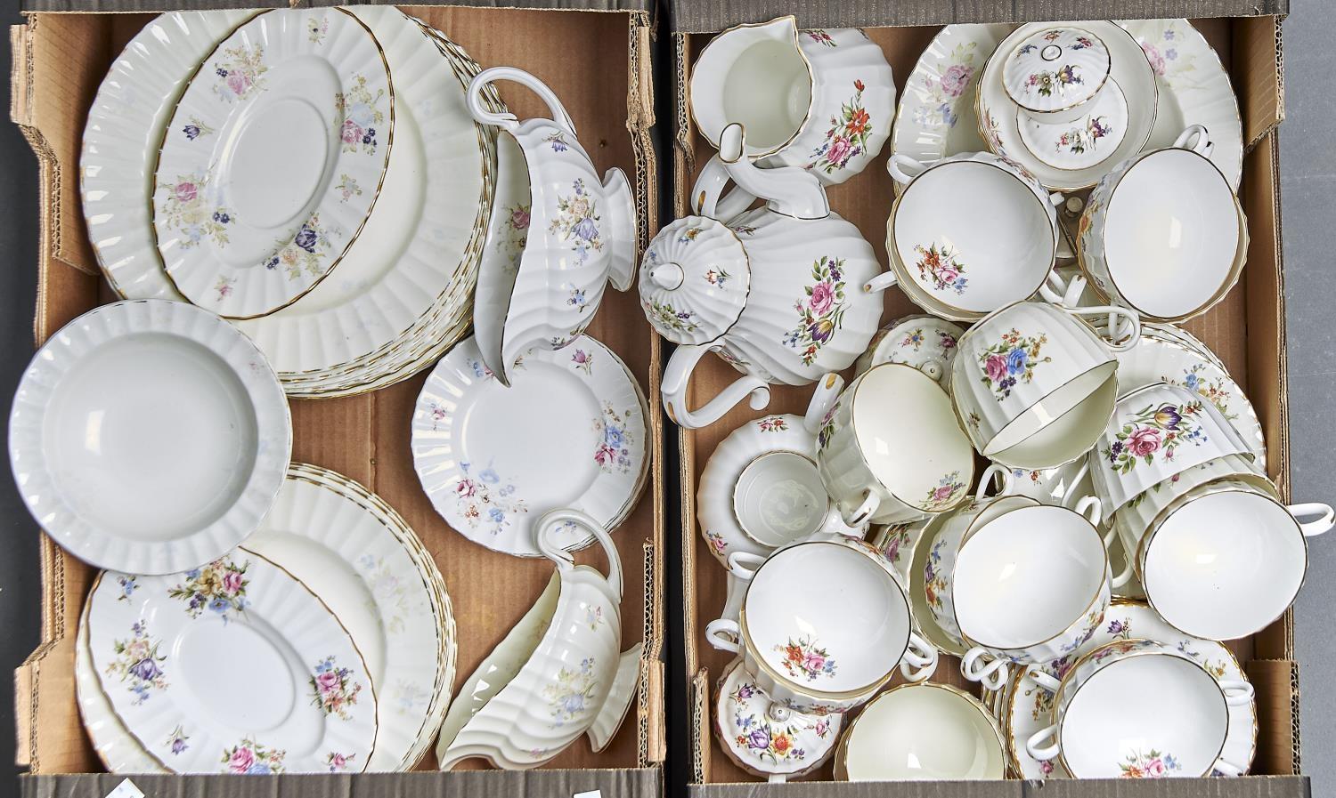 A ROYAL WORCESTER ROANOKE DINNER AND BREAKFAST SERVICE, TRANSFER PRINTED WITH FLORAL SPRAYS ON THE