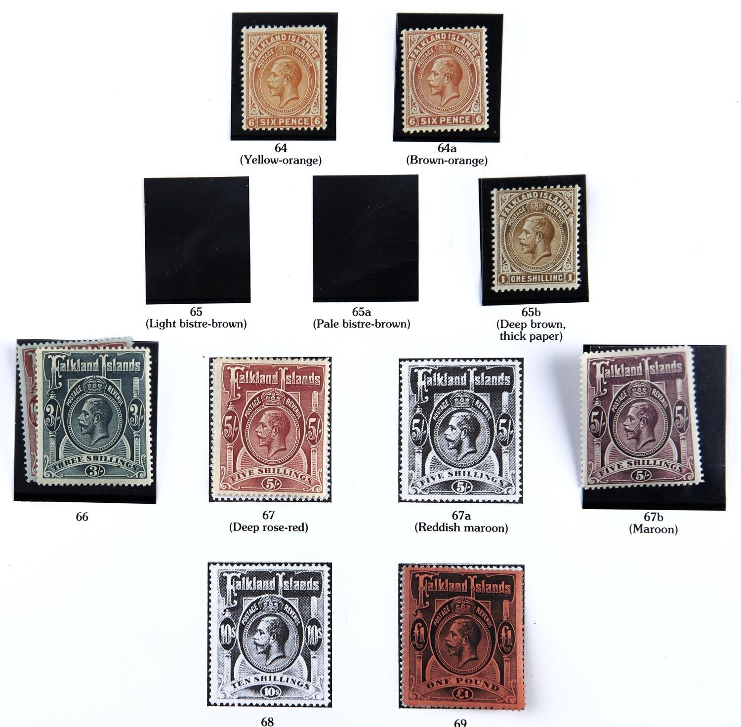 FALKLAND ISLANDS 1912-28 The KGV collection with mint 1912-20 1/2d (6), 1d (8, inc. a block of