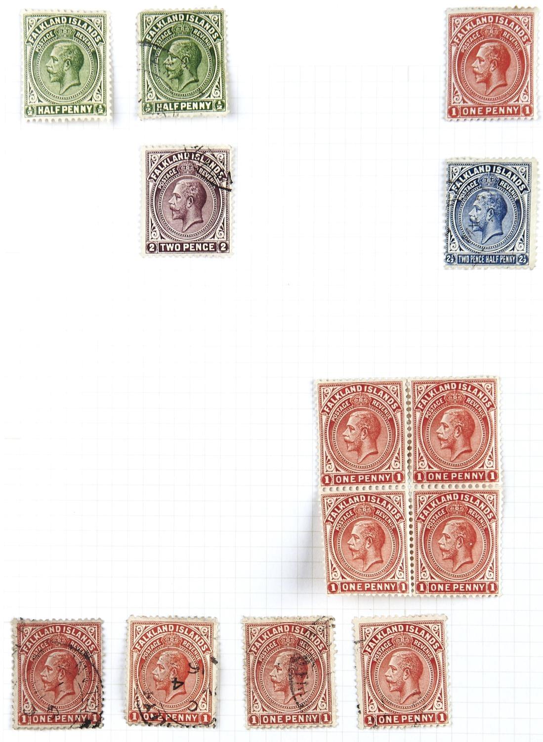 FALKLAND ISLANDS 1912-28 The KGV collection with mint 1912-20 1/2d (6), 1d (8, inc. a block of - Image 3 of 5