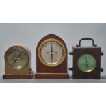A LANCET ARCHED MAHOGANY CASED GALVANOMETER, ANOTHER IN LACQUERED BRASS CASE, DIAL MARKED