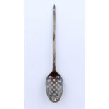 A GEORGE III SILVER MOTE SPOON, C1770, 12.5CM L, MAKER'S MARK AND LION PASSANT, 5DWTS Both marks