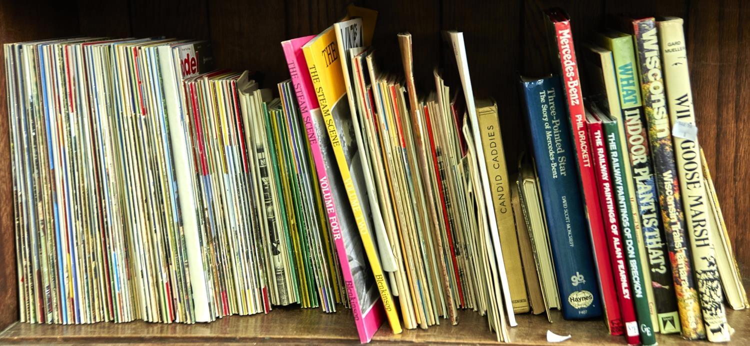 HALF A SHELF OF BOOKS AND MAGAZINES, MAINLY  TRACTION ENGINES AND MODEL ENGINEER, ETC