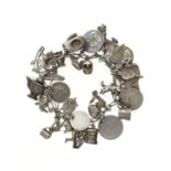 A SILVER CHARM BRACELET, APPROX 18CM L, 17.5G LIGHT WEAR