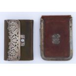 A VICTORIAN SILVER MOUNTED LEATHER WALLET, APPLIED WITH A SILVER MONOGRAM, 8 X 11.5CM, BY JAMES