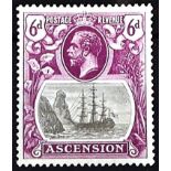 ASCENSION 1924-33 6d grey-black & bright purple with "torn flag" variety. Fine mint. A scarce