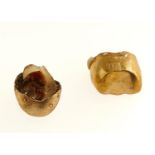 TWO SCRAP GOLD DENTAL CROWNS, 4.3G