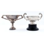 An Edward VIII silver trophy cup with flying scroll handles, 90mm h, by Walker & Hall Limited,