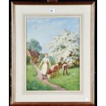 Joseph Kirkpatrick (1872-1936) - Blossom Time, signed, watercolour, 46 x 34cm Good condition, in