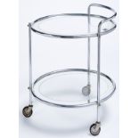 A tubular oval chromium plated and glass two tier trolley, mid 20th c, 74cm h x 68cm w Some