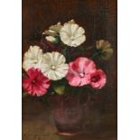 Alfred Frederick William Hayward (1856-1939) - Hollyhocks in a Brown Jug, signed, oil on canvas,