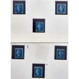 Great Britain Postage stamps 1841 2d blue (3), 1858-1878 2d blue plate 9, EG and M B and a used