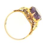 An amethyst ring, in gold marked 14k, 3.9g, size L½ Good condition
