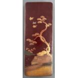 A Japanese lacquer box and cover, early 20th c, the cover decorated with finches, tree and buildings