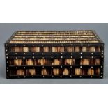 An Indian ebony, ivory and porcupine quill box, late 19th c, 26cm l Good condition, no key