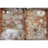Miscellaneous cut and press glassware, including wines, champagnes, decanters, knife rests,