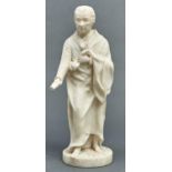 British School, 19th c - Statuette of a Man, full length in academic robes, statuary marble, 46cm