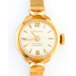 A Nivada 9ct gold lady's wristwatch, 15mm diam, Edinburgh 1964, on 9ct gold bracelet, 15.2g Movement