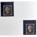 Great Britain Postage stamps 1840 1d plate, 3 D G and unplated I E,  both with clear profile and