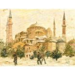 Nihat Yavas, 20th c - Hagia Sophia, Istanbul, signed, inscribed on the artist's label verso, oil