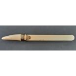 An ivory page turner, with tusk handle, silver mount, 47cm l, indistinct maker's mark, Chester