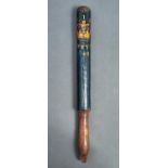 A Victorian painted wood Nottinghamshire Police truncheon, 1842, painted and inscribed in gilt,