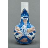 A Chinese underglaze blue and red bottle shaped vase, Qing dynasty, 19th c, 21.5cm h Horizontal