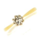 A diamond solitaire ring, the round brilliant cut diamond of approximately 0.20ct, in 18ct gold,