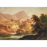 George Nicholson (1795-1839) - Near Festiniog, North Wales, signed and inscribed verso, watercolour,