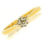 A diamond solitaire ring, the old cut diamond of approximately 0.20ct, in 18ct gold, Birmingham,