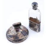 A Victorian silver mounted faceted glass hip flask and detachable silver beaker, 13cm h, marks