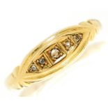 A five stone diamond ring in 18ct gold, Birmingham 1919, 2g, size M Light wear consistent with age