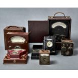 A mahogany cased single-pivot galvanometer, Robert W Fall London, early 20th c, 17 x 17.5cm and